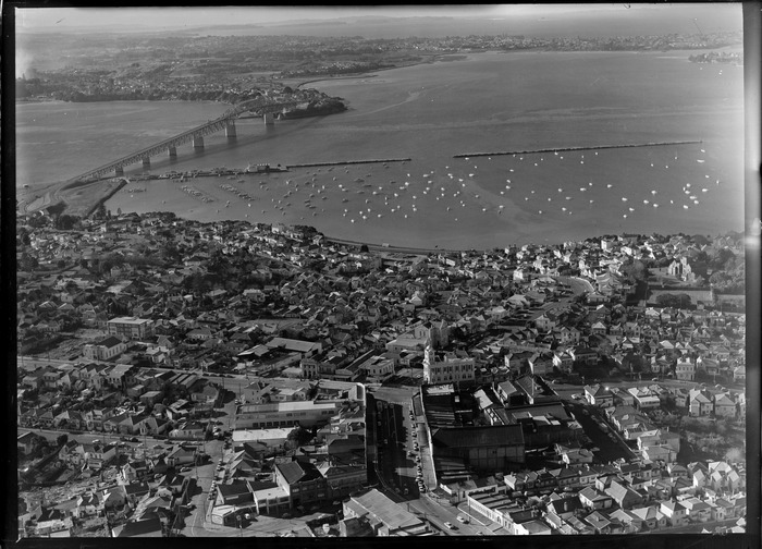 Aerial view of Three Lamps, Ponsonby, 1962.